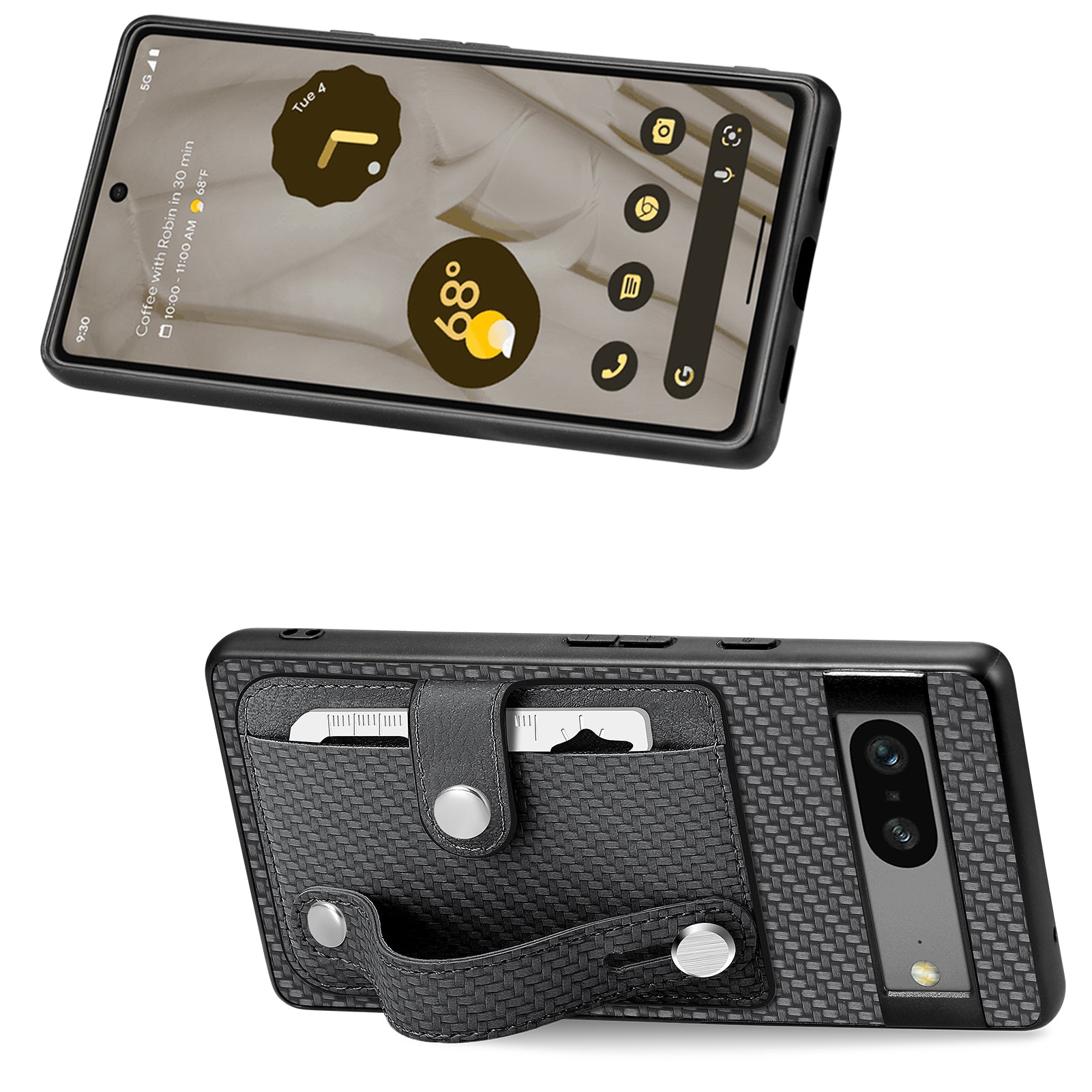C1-01 For Google Pixel 7a Case Card Slot Carbon Fiber Texture PU+TPU+PC Phone Cover with Card Knife C1-01 For Google Pixel 7a Case Card Slot Carbon Fiber Texture PU+TPU+PC Phone Cover with Card Knife